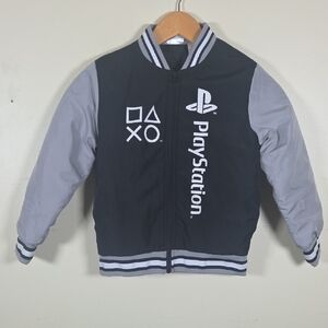 Sony Playstation Boys Black Bomber Jacket Size 8 Youth Zip Up